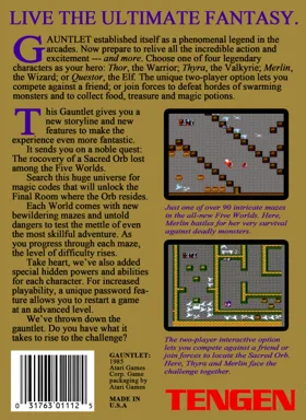 Gauntlet (USA) (Unl) box cover back